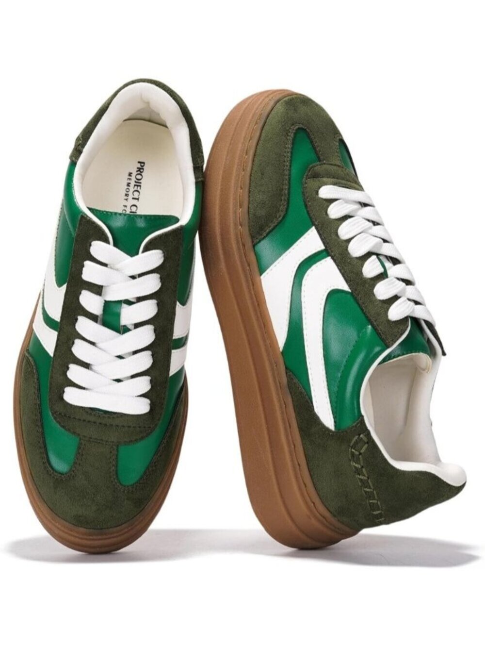 Women's Green Dodge Closed Toe Lace-up Footwear Memory Foam Insole Sneaker